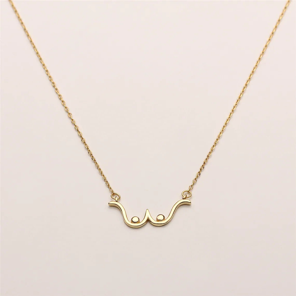 Breastfeeding Boob Necklace 14K Gold Plated HAND MADE
