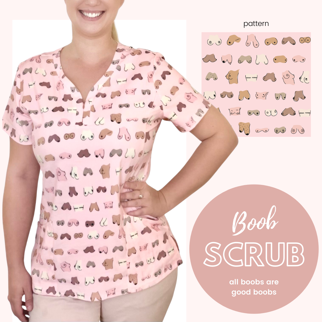BoobScrub Boob Pattern Scrub Top