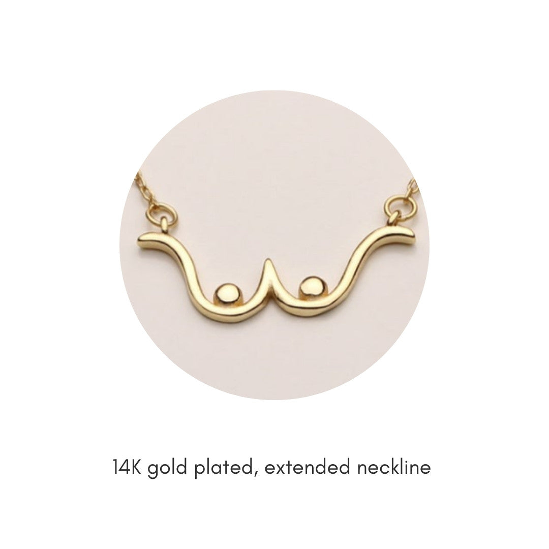 Breastfeeding Boob Necklace 14K Gold Plated HAND MADE